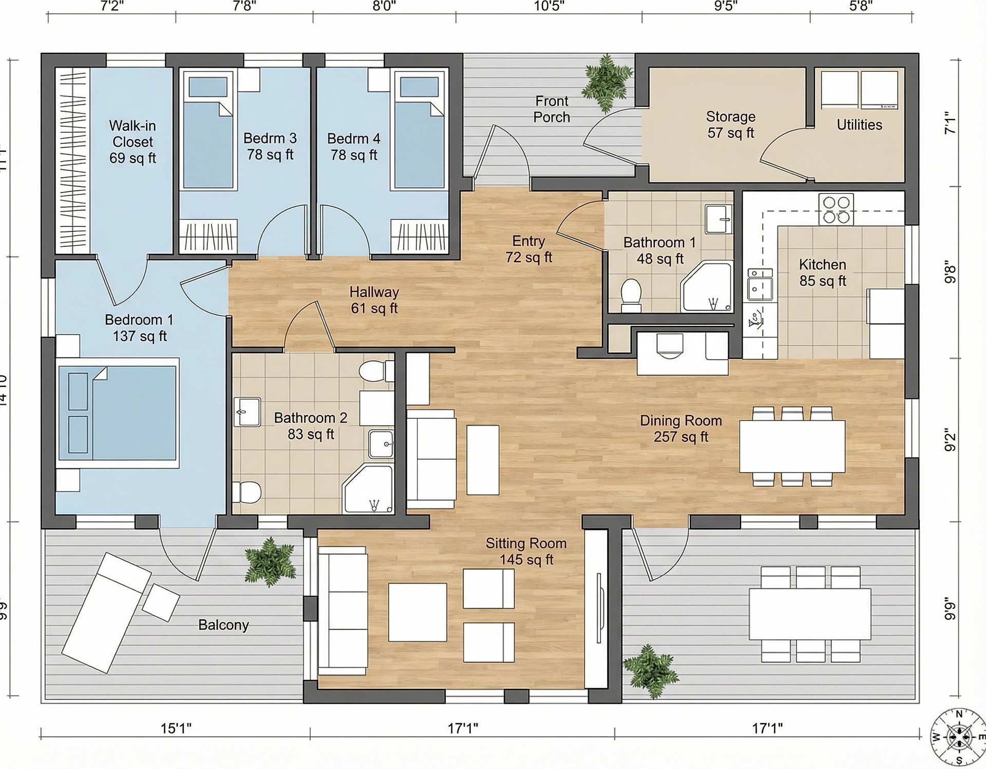 Architectural plan for area calculation 2